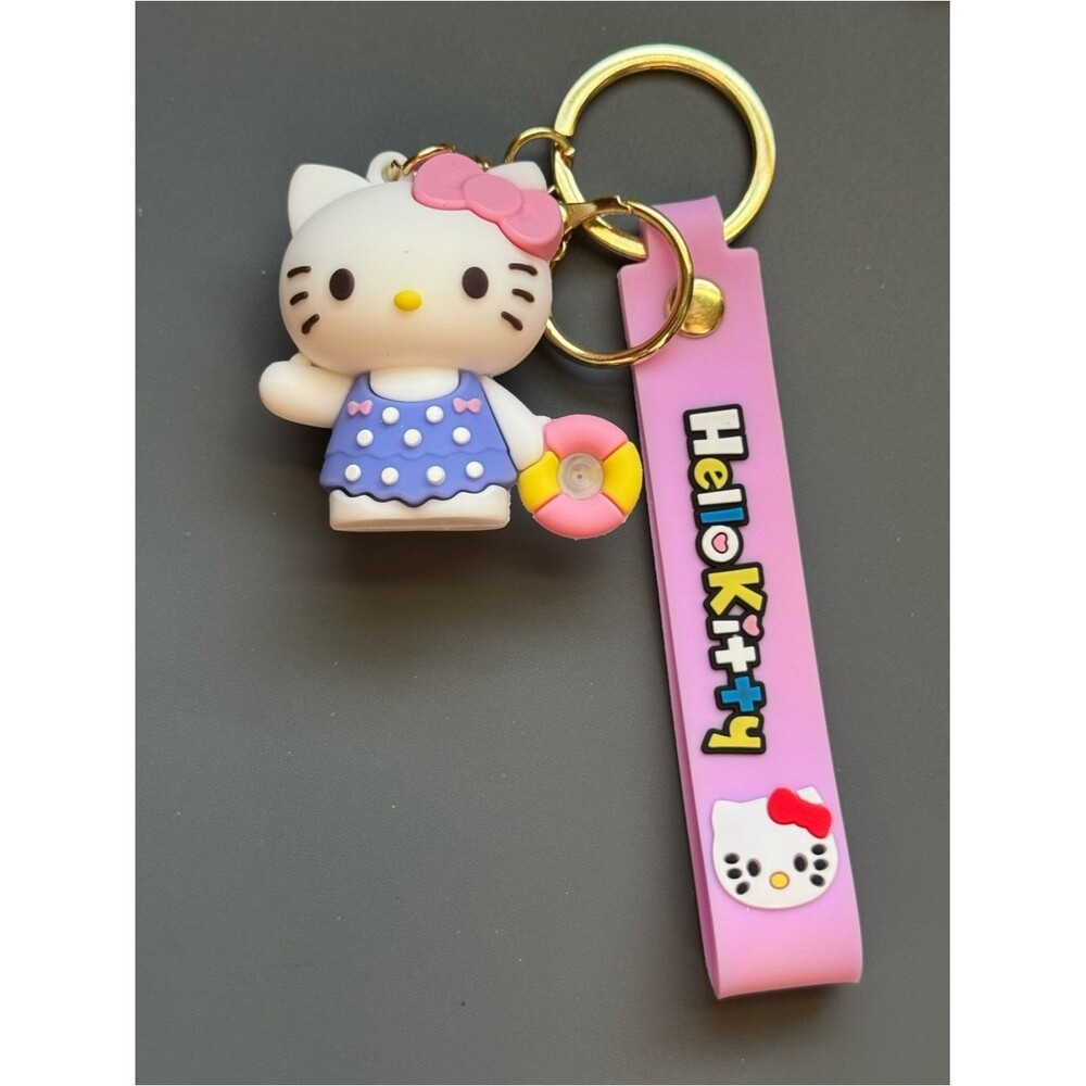 Hello Kitty Purple Polkadot Silicone Bag Charm Keychain Charm NIP